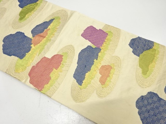 JAPANESE KIMONO / ANTIQUE FUKURO OBI / SILK / WOVEN ZEN GARDEN